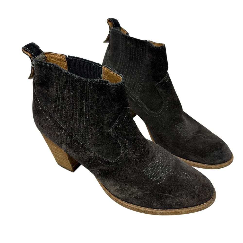 Dolce Vita Grey Jones Style Suede Pointed Healed Western Booties Size 9
